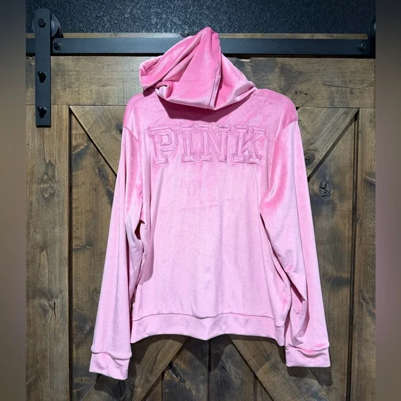 EUC PINK Brand Velour Pink Zip Yp Hoodie Sz XL - Picture 5 of 15